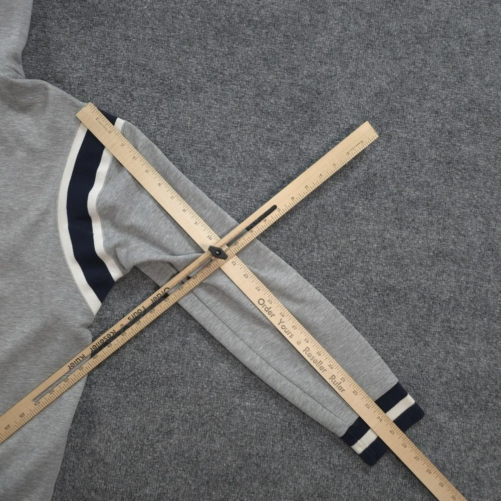 Polo Ralph Lauren Hoodie Mens Medium Gray Spellout Logo Pullover Stripe Stretch